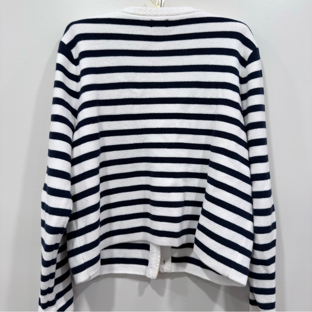 J. Crew Factory Navy and White Striped Lady Cardigan - Picture 7 of 8